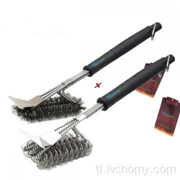 Portable stainless steel barbecue grill brush